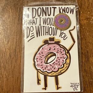 Primitives by Kathy Lol Donut Enamel Pin with Card